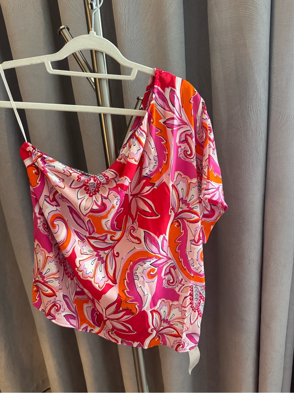 SHEIN Pink & Orange Floral Satin Cowl Camisole